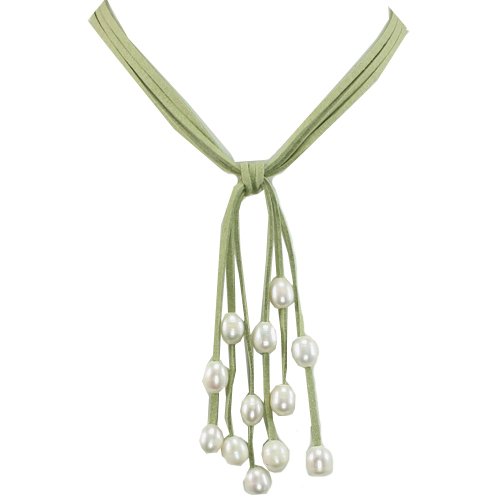 Green Triple Strand Cascading Suede Necklace