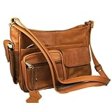Leather Handbag with Pockets & Cell Phone Holder (MI-PL1055-Brown)