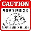 CAUTION: BULLDOG PROTECTION dog warn sign