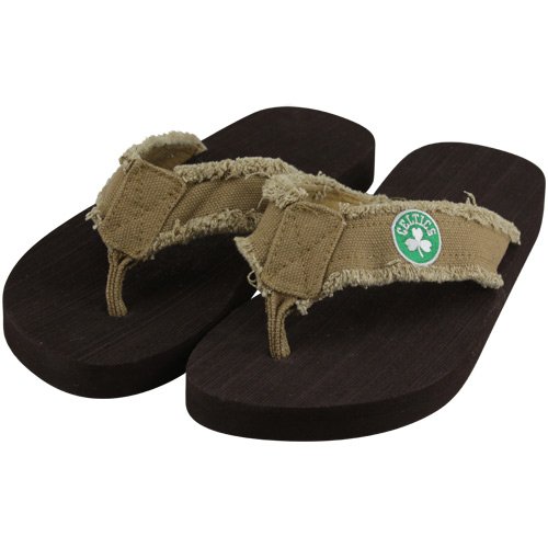 NBA Boston Celtics Unisex Frayed Flip Flops - Brown (X-Large)