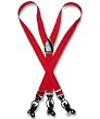 Men's RED SUSPENDERS Y Shape Back Elastic Button & Clip Convertible