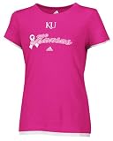Kansas Jayhawks Women's adidas Pink Ribbon Script Breast Cancer Awareness T-Shirt