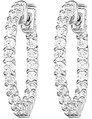 14kt White Gold Inside Out Sur-Lok Diamond Hoop Earrings 3.50ct TW