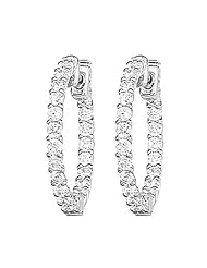 14kt White Gold Inside Out Sur-Lok Diamond Hoop Earrings 2.50ct TW