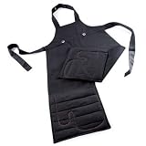 Royal VKB Mitten Apron, Apron with Built-in Oven Gloves, Black Cotton Twill