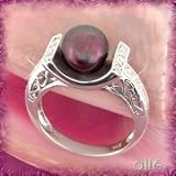 14K White Gold Black Cultured Pearl 