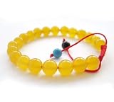 8mm Yellow Jade Beads Tibetan Buddhist Wrist Mala Bracelet for Meditation