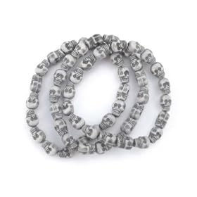 Skull Beads Bracelet Pack of 3 Stretchy Gothic Punk Emo