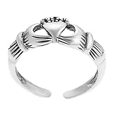 Sterling Silver Women's Celtic Claddagh Toe Ring Hypoallergenic .925 Stamp Adjustable Size