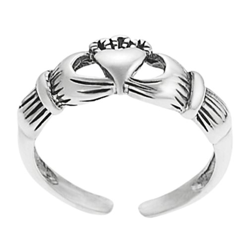 Sterling Silver Women's Celtic Claddagh Toe Ring Hypoallergenic .925 Stamp Adjustable Size