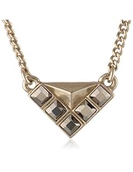 Sam Edelman Square Stone Antique Worn Gold Colored Triangle Pendant Necklace, 18"+2"