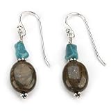 Barse Sterling Silver Oval Bronzite & Turquoise Earrings