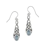 Sterling Silver Celtic Knot Blue Topaz Linear Drop Earrings