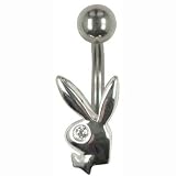 14 Gauge 3/8 Silver Playboy Bunny Curved Barbell - Surgical Steel