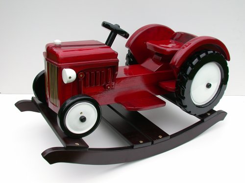  : 37' Red Rocking Tractor with White Wheels and Lamps