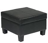 IMAGE OF Square Storage Ottoman in Dark Brown Vinyl