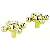 IMAGE OF Grohe 18733R00 Geneva Cross Handles (Pair) Polished Brass