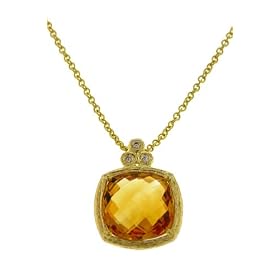 Beautiful 14k Gold and Diamond Citrine Necklace by