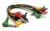 Patch Leads: 6 x 25cm long Patch Cables for Effects Pedals with Angled Jacks