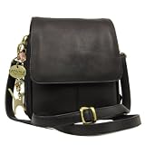 Catwalk Collection Leather Organiser Messenger Bag - Black