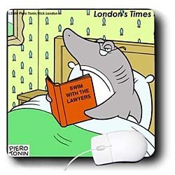 Londons Times Famous People Places Books Cartoons - SWIM WITH THE LAWYERS - Mouse Pads