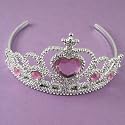 Girls Silver Tiara with centre heart stone - Tiara fancy dress costume accessory