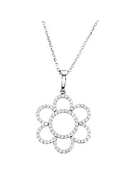 14K White Gold Diamond Flower Necklace - 0.37 Ct. -- LIFETIME WARRANTY