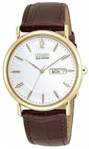 Citizen Eco-Drive Men's Gold-Tone Leather Watch #BM8242-08A