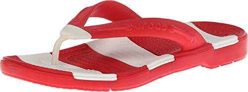 Crocs Unisex Beach Line Flip Red/White Sandal Men's 12, Women's 14 Medium