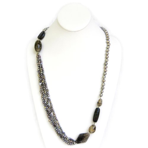 HinsonGayle Mia Silver Gray Rope Necklace