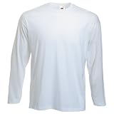 Long Sleeve Fruit of the Loom Cotton T-Shirt White Medium (38-40 )