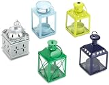 PT Tea Light Holder Mini Houses, Metal, Multi Colour
