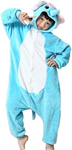 Azbro Kid's Cartoon Animal Blue Elephant Print Conjoined Pajamas Pyjama Animal Suits Cosplay Costumes Cute Onesies Pajamas