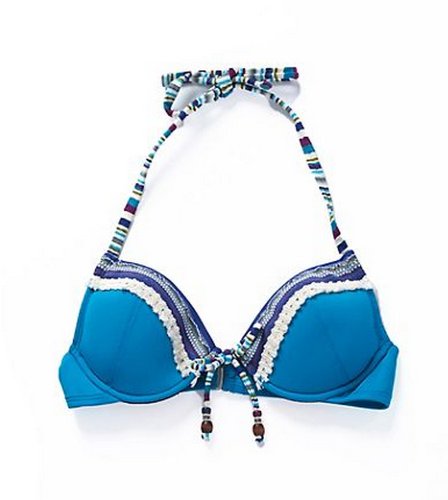 Lucky Brand Women's Mumbai Magic Underwire Halter Bra Bikini Top