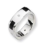 Diamond and Onyx Sterling Silver Men's Ring (Sizes 9-11)