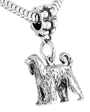 3d Afghan Hound Dog Dangle Bead Charm - Sterling Silver