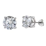 .50Ct Tw Cubic Zirconia Diamond Basket Setting (.925) Sterling Silver Stud Earrings