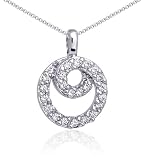 Dainty and Elegant: Sterling Silver and CZ Diamond Circle Swirl Pendant Necklace