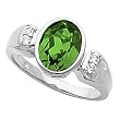 14K White Gold Chatham Created Emerald and Diamond Ring