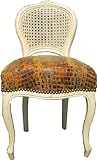 Barock Damen Stuhl Braun Croco / Creme