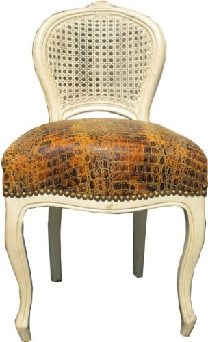 Barock Damen Stuhl Braun Croco / Creme