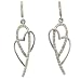 10K White Gold 1/3 CTTW Open Heart Diamond Drop Earrings
