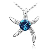 HORIZON BLUE Star Fish Swarovski Crystal Jewelry Pendant Necklace