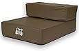 Smooth Steps Folding Brown Leather Pet Stairs by Weebo Pets