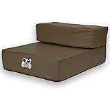 Smooth Steps Folding Brown Leather Pet Stairs by Weebo Pets