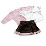 Izod - Girls Long Sleeve 3 Piece Skort Set, Pink, Brown