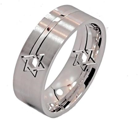 Star of David Puzzle Ring 316L Surgical Grade Stainless Steel 8mm Size 5.5
