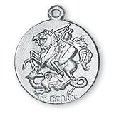 Fine Pewter Saint George Medal and 18-inch Chain