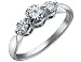 Diamond Engagement Anniversary Three Stone Ring 1/2 Carat (ctw) in 18K White Gold