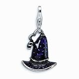 Sterling Silver 3-D Antiqued Enameled Witches Hat With Lobster Clasp Charm